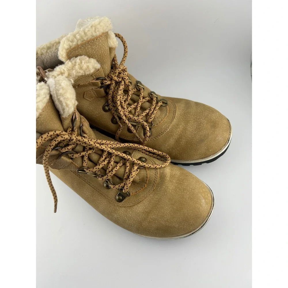 JBU by Jambu Blue Creek Women's Tan Suede Sherpa Lined Lace‎ Up Winter Boots 7M